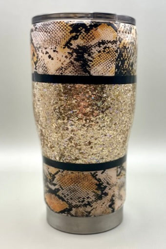 Savage Snake Skin Print Glitter Tumbler