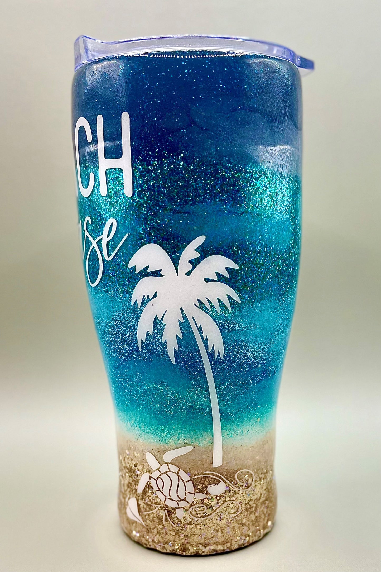 Beach Please Glitter Tumbler