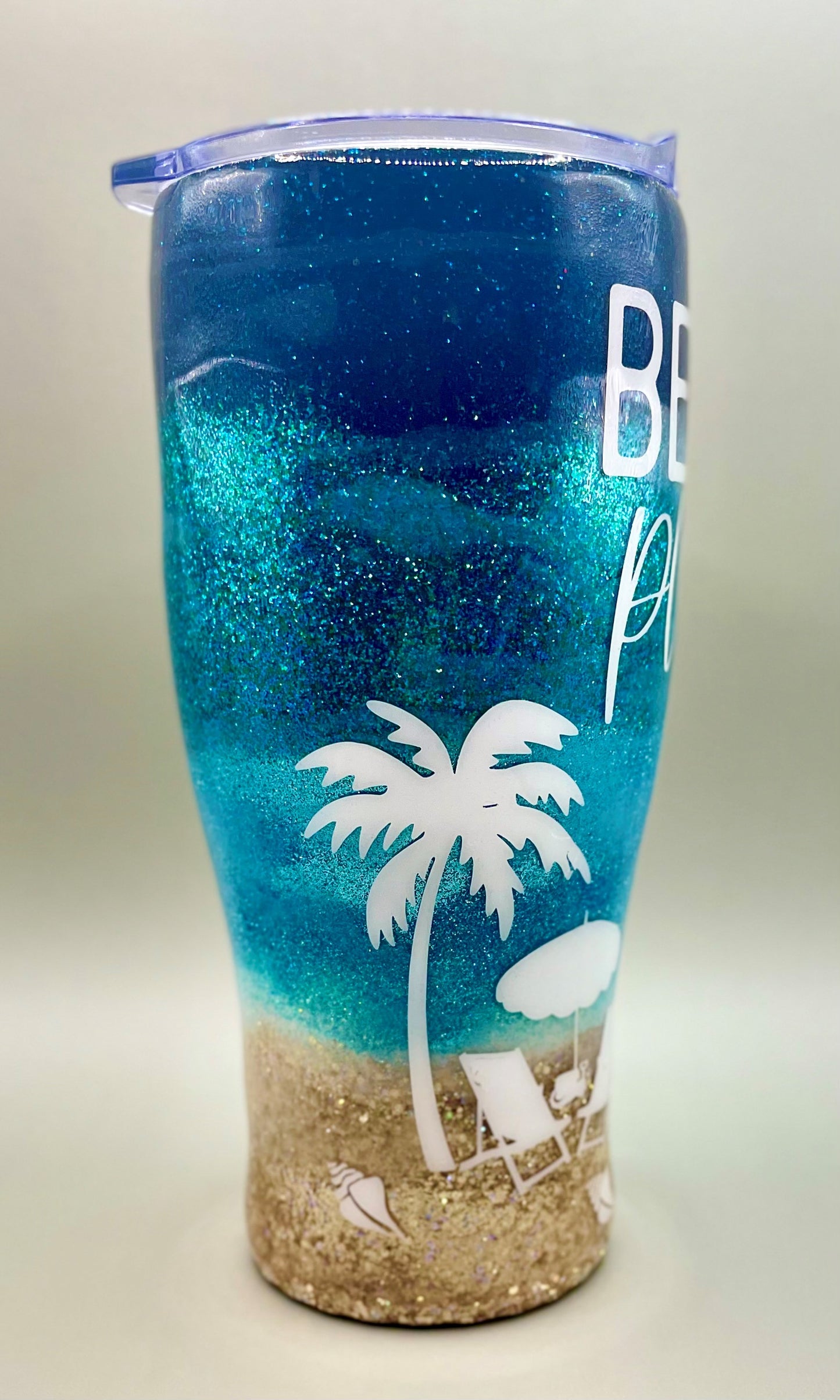 Beach Please Glitter Tumbler