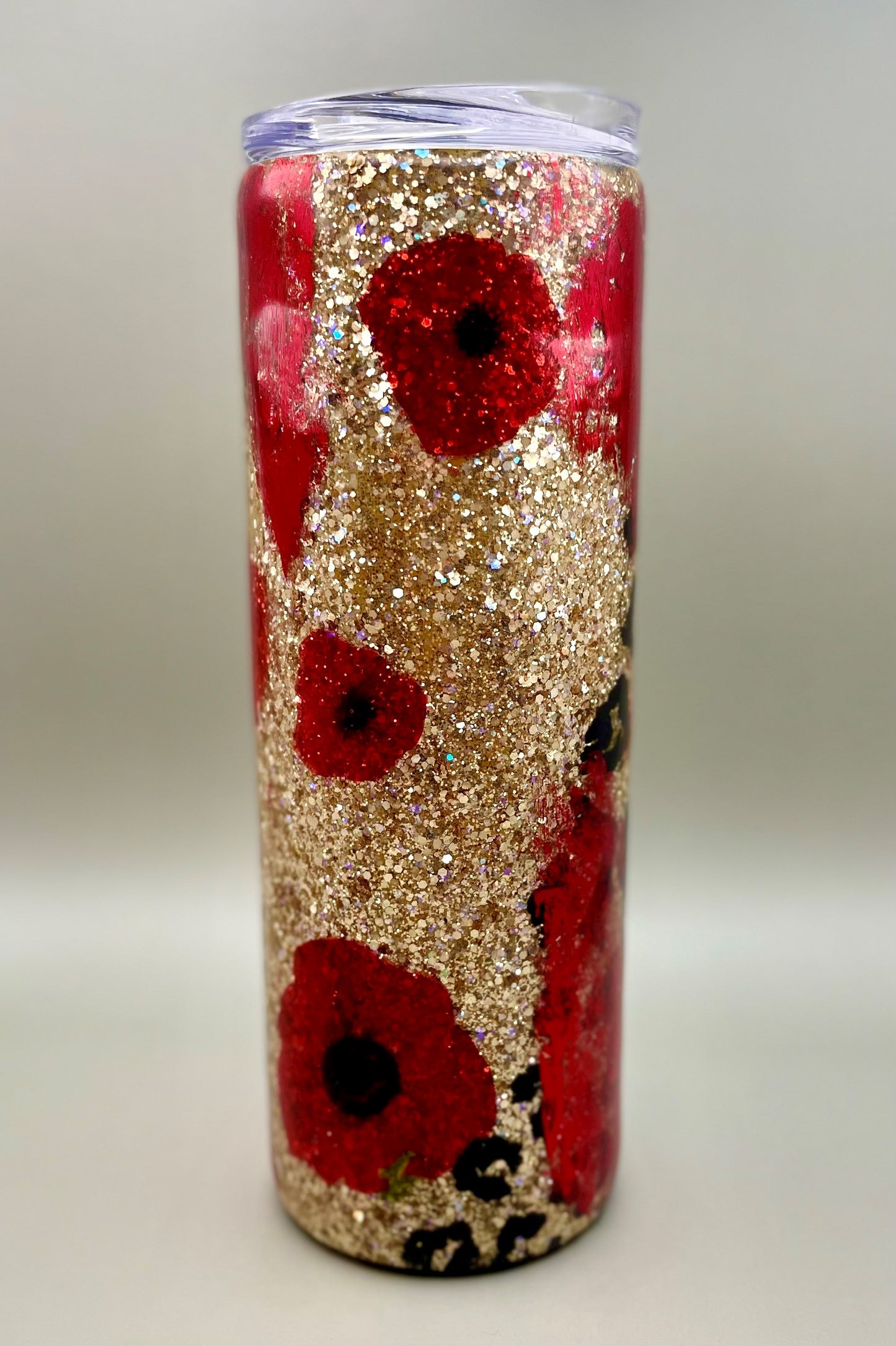 Cheetah Print Poppy Glitter Tumbler