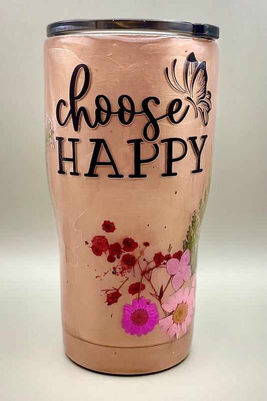 Choose Happy Glitter Tumbler