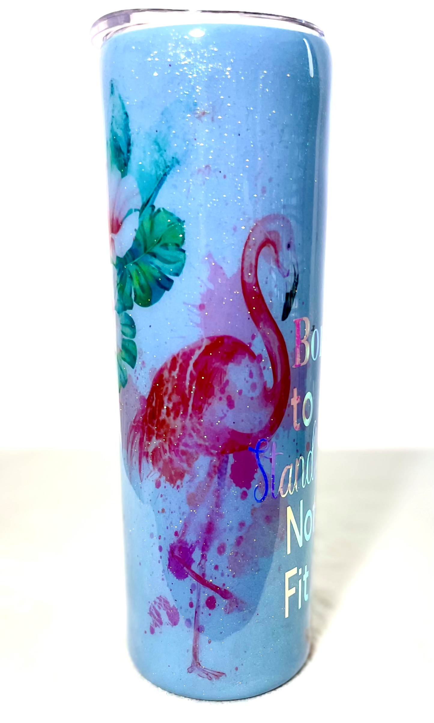 Flamingos Stand Out Glitter Tumbler