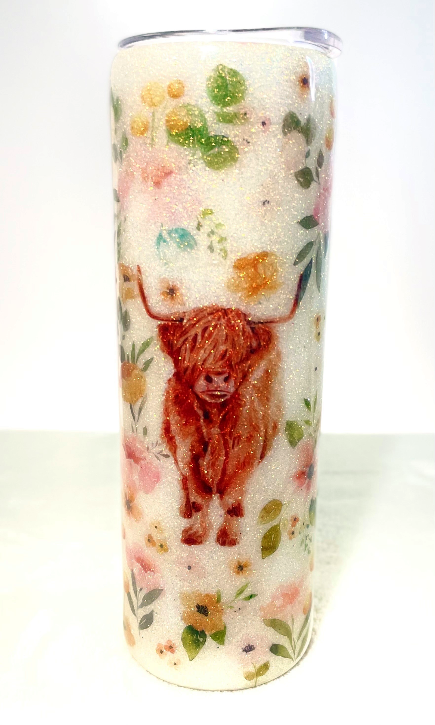 Highland Cow Glitter Tumbler