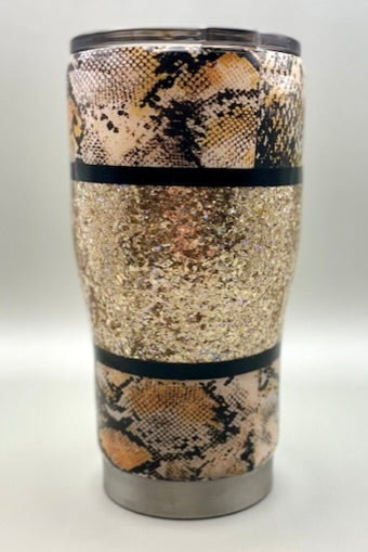 Savage Snake Skin Print Glitter Tumbler 