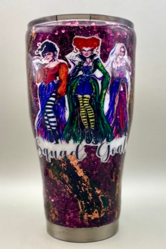 Hocus Pocus Squad Goals Halloween Glitter Tumbler