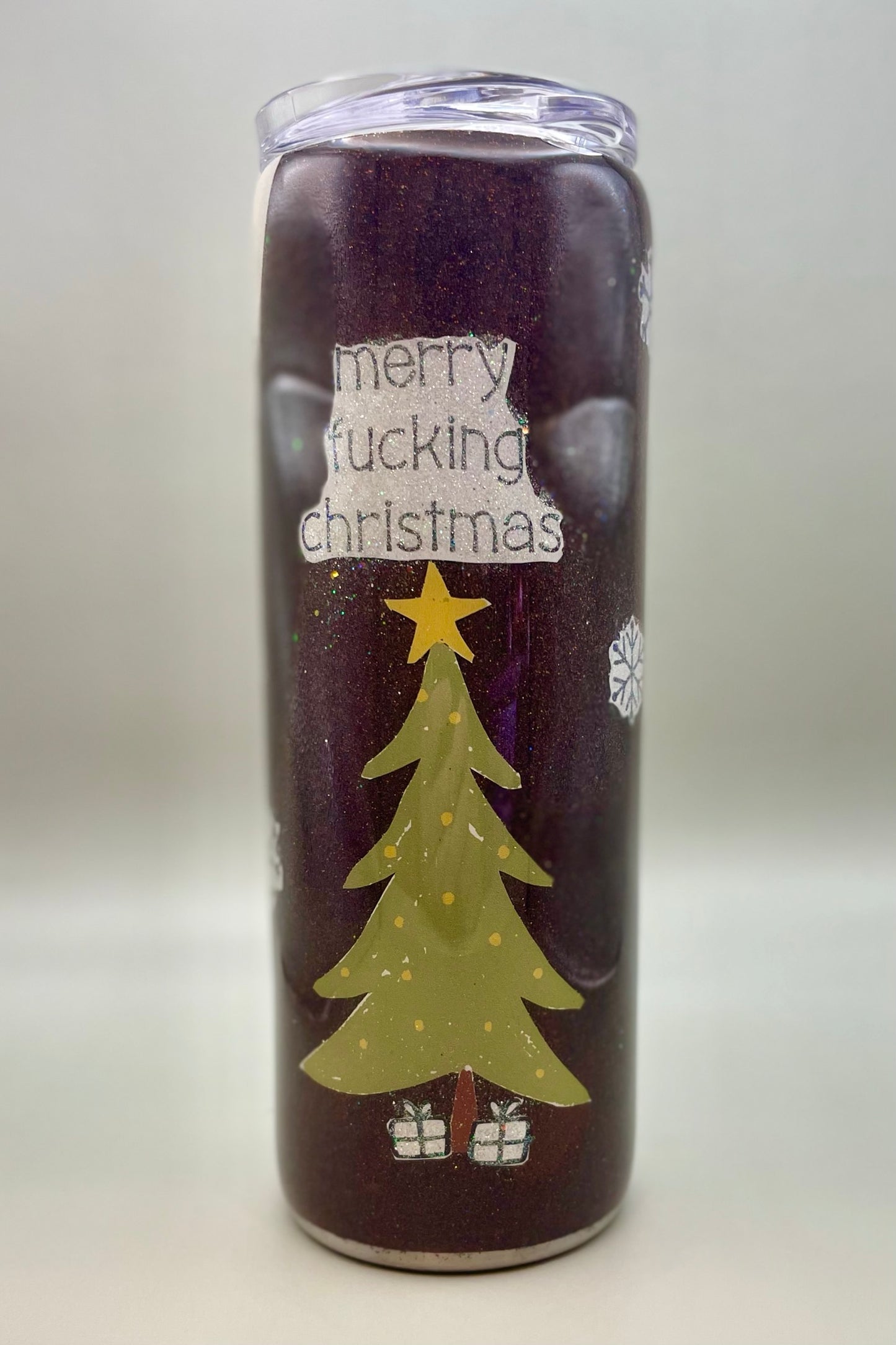 Merry F***ing Christmas Glitter Tumbler (Contains Expletives)