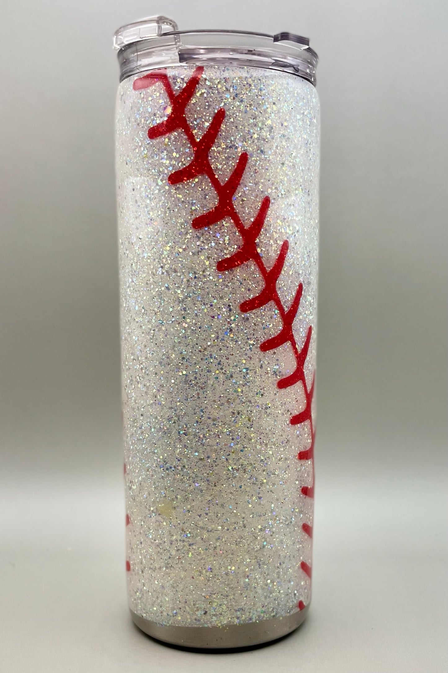 Messy Bun Baseball Mom Glitter Tumbler