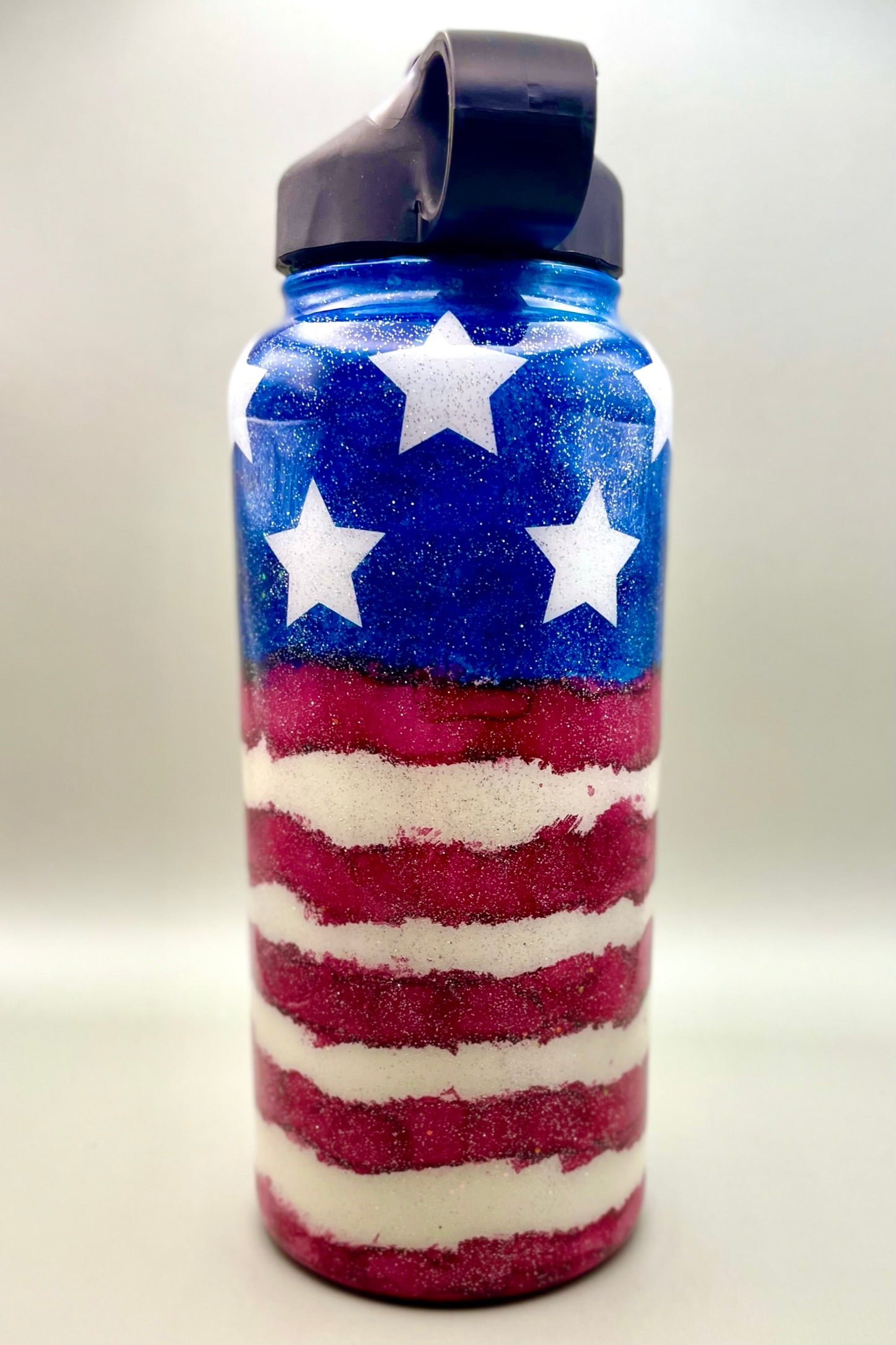 All American Messy Bun Flag Girl Glitter Tumbler