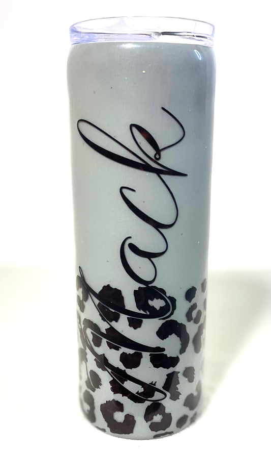 Personalized Cheetah Print Glitter Tumbler