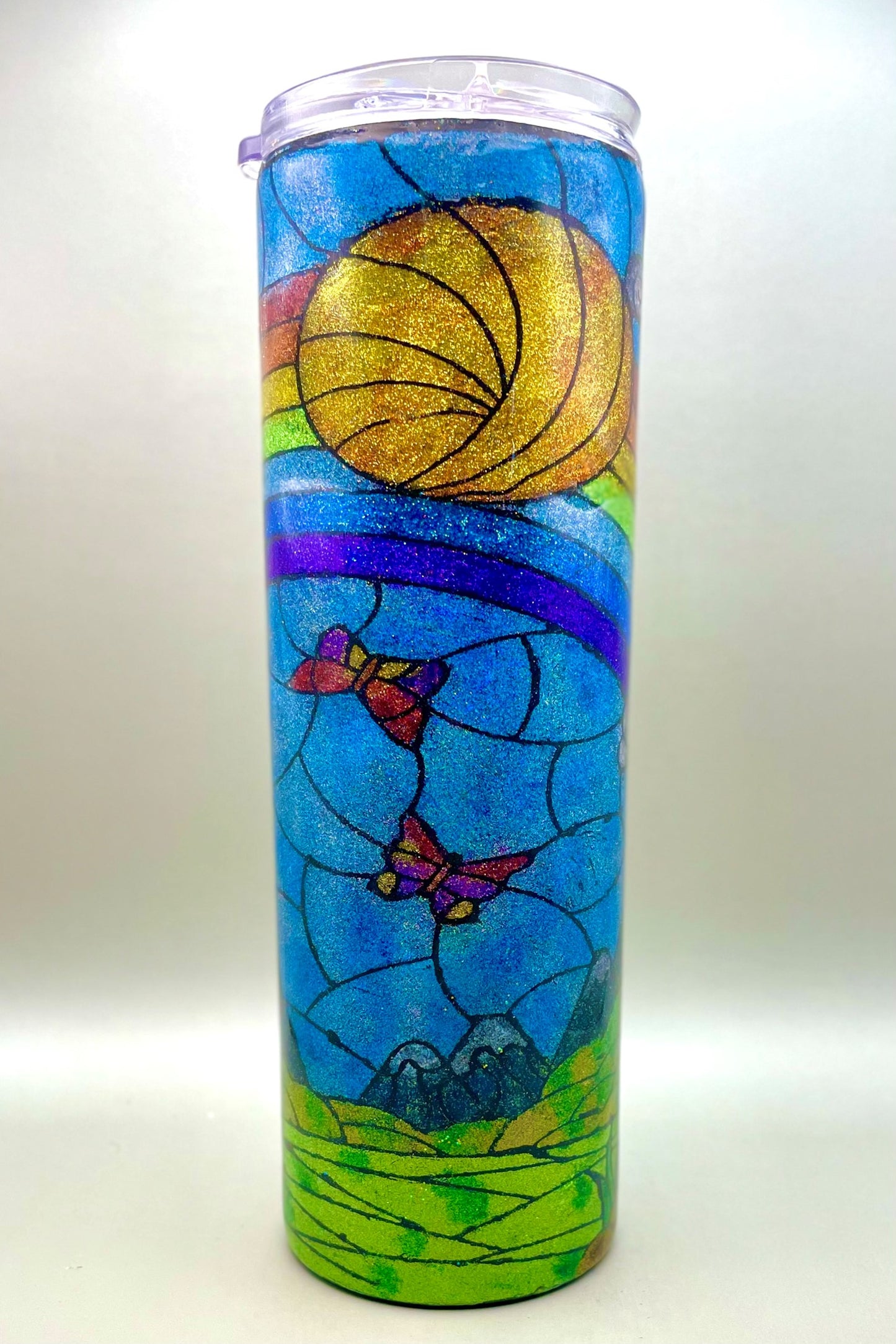 Stained Glass Rainbow Glitter Tumbler