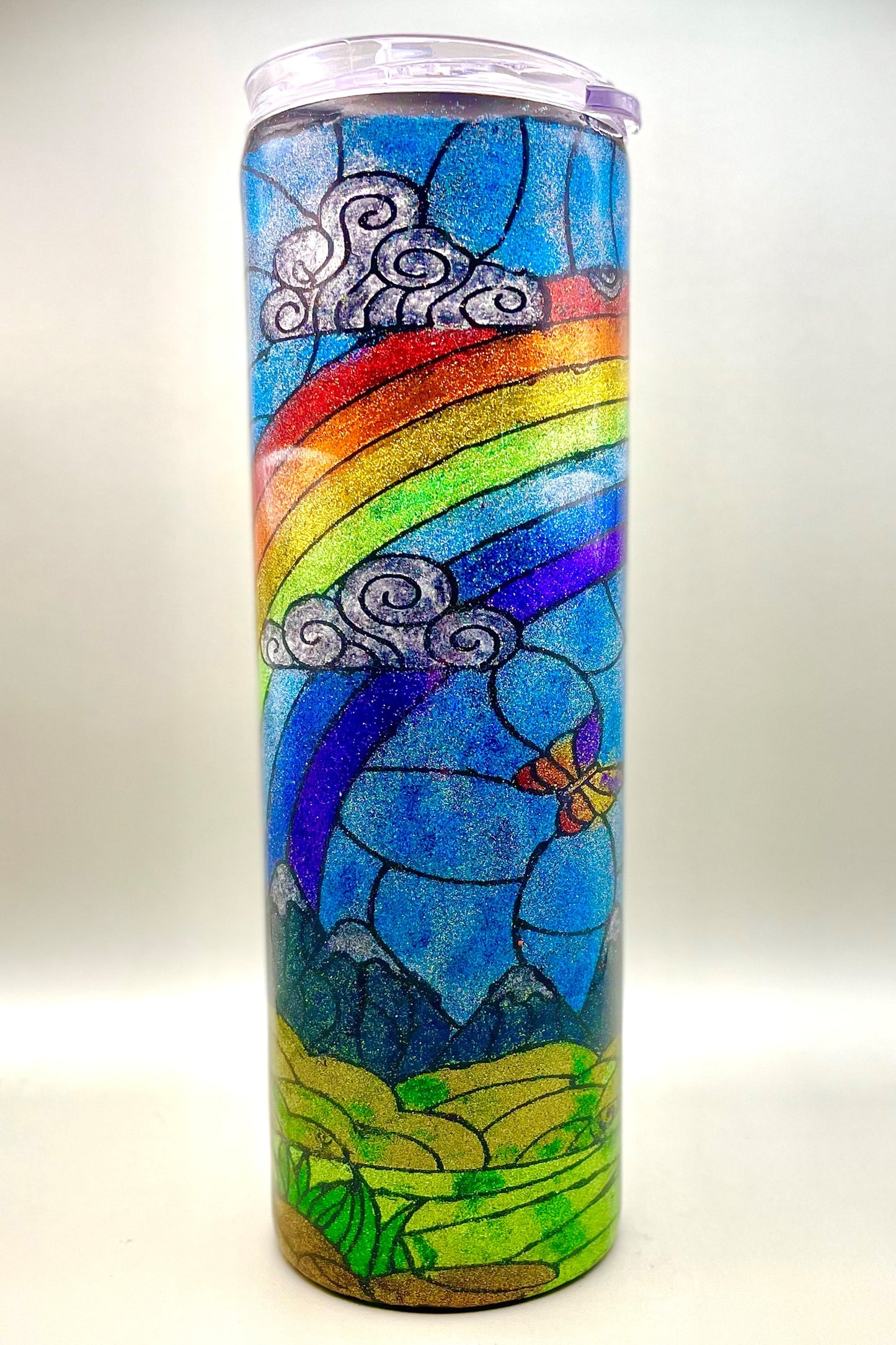 Stained Glass Rainbow Glitter Tumbler