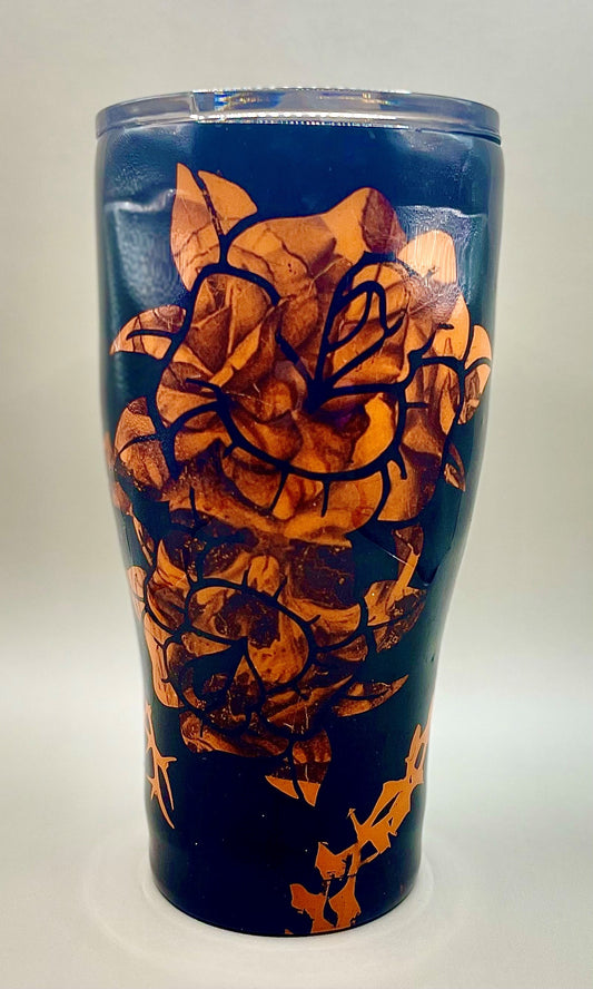 Skull and Rose Tattoo Glitter Tumbler