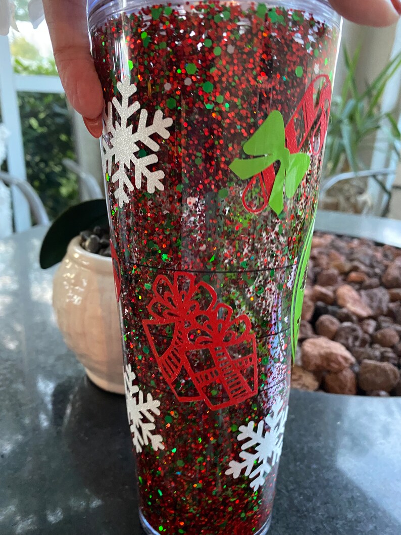 Merry and Bright Holiday Snow Globe Tumbler