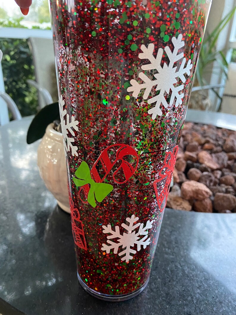 Merry and Bright Holiday Snow Globe Tumbler