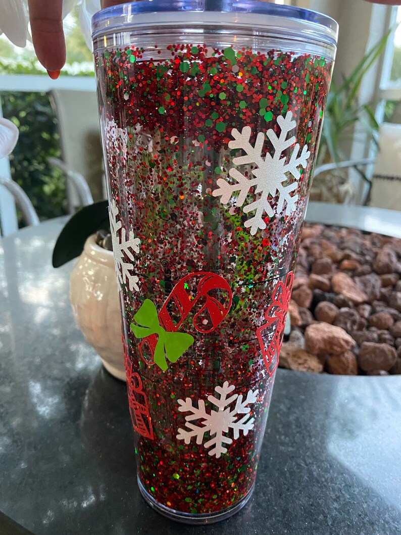 Merry and Bright Holiday Snow Globe Tumbler