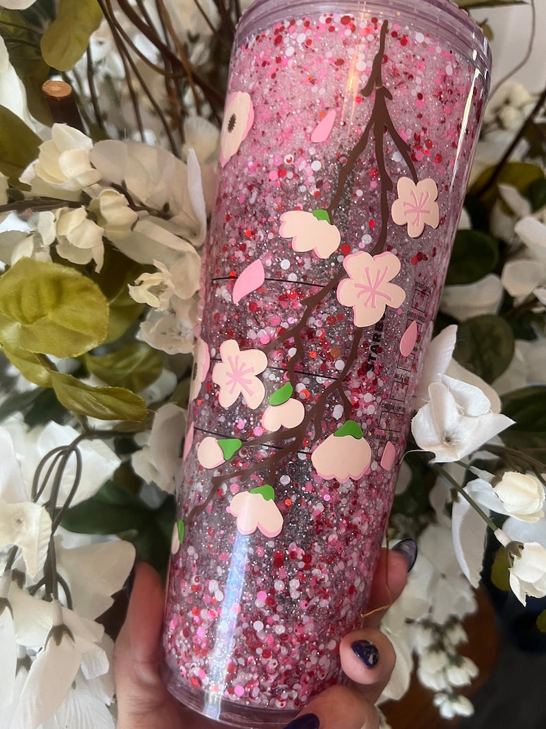 Cherry Blossom Snow Globe Tumbler