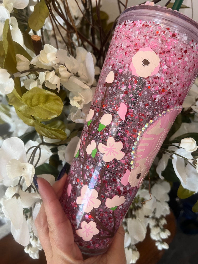 Cherry Blossom Snow Globe Tumbler