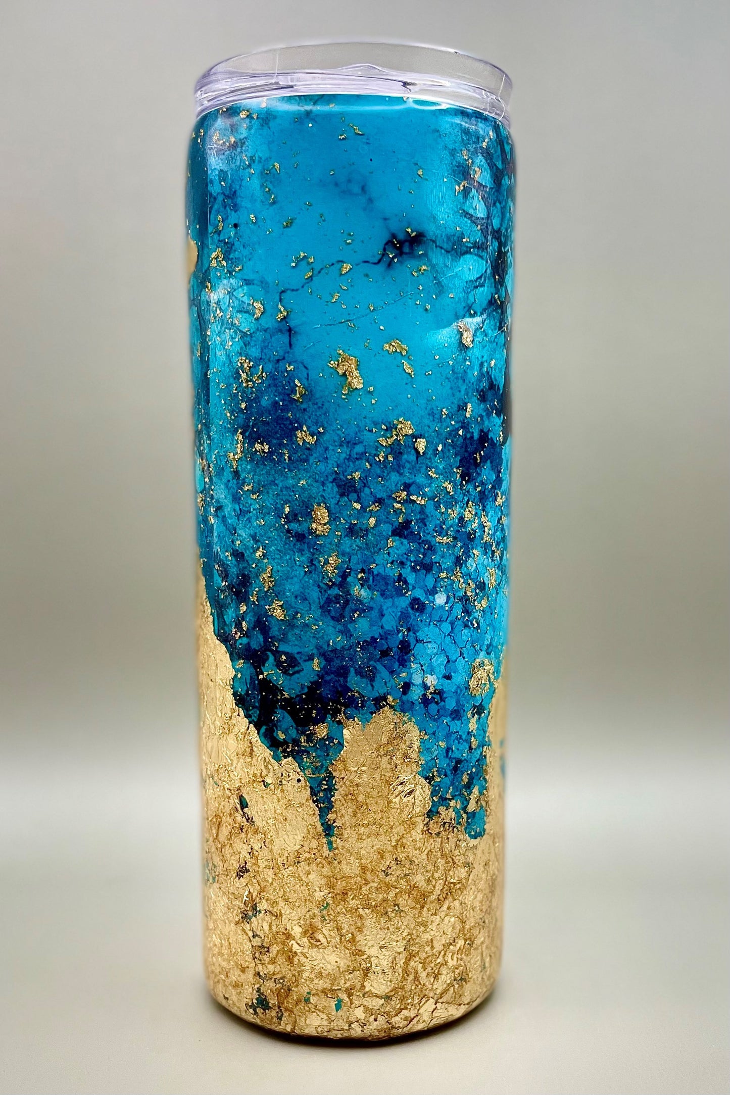 Turquoise and Gold Glitter Tumbler