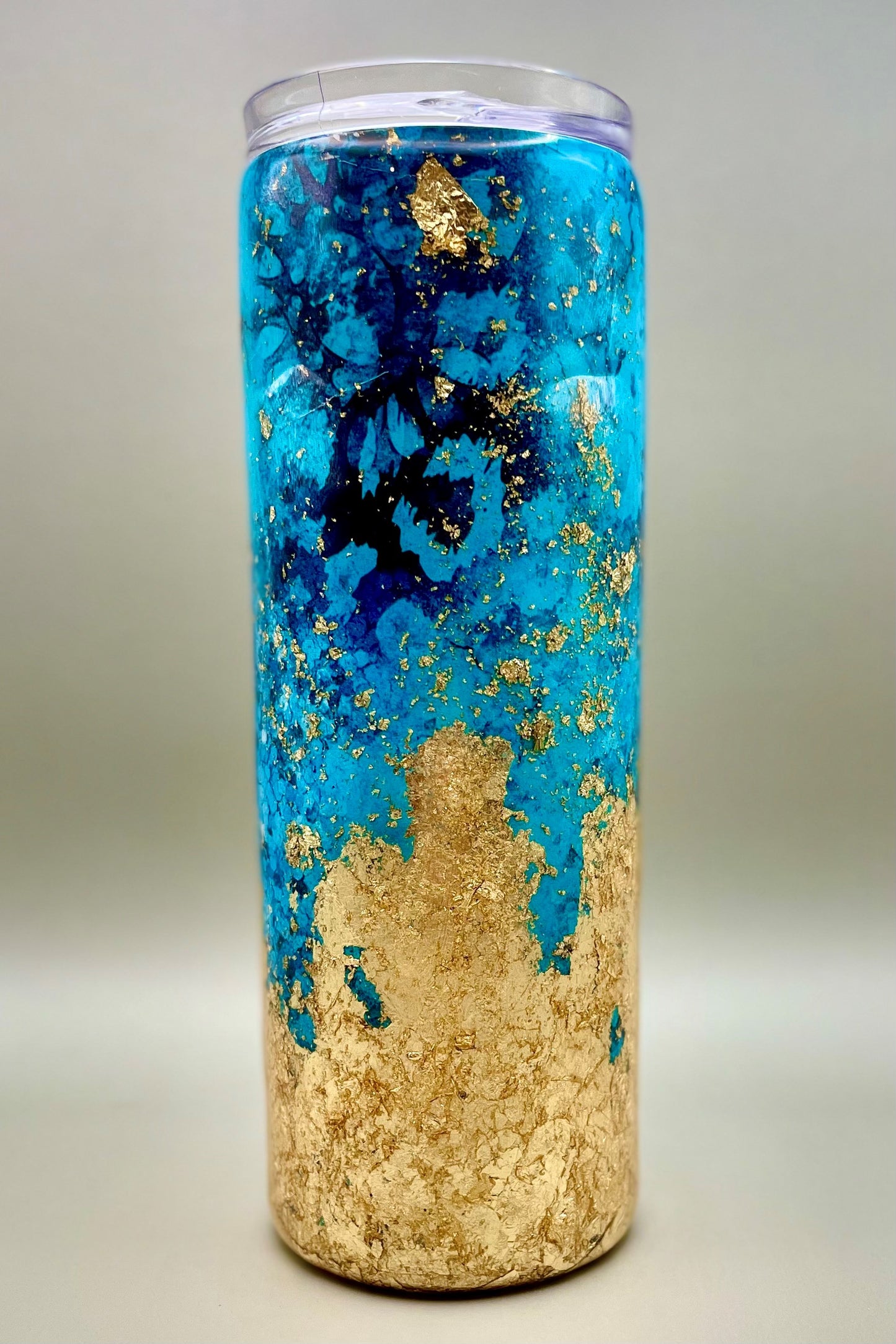 Turquoise and Gold Glitter Tumbler